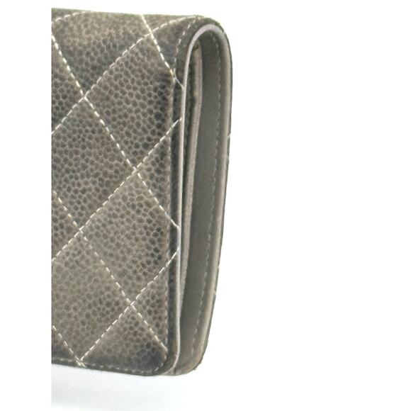 Chanel Caviar Quilted CC logo Bi-Fold Wallet Gray*EUC*Care Cards*Exterior Pocket - Picture 3 of 16